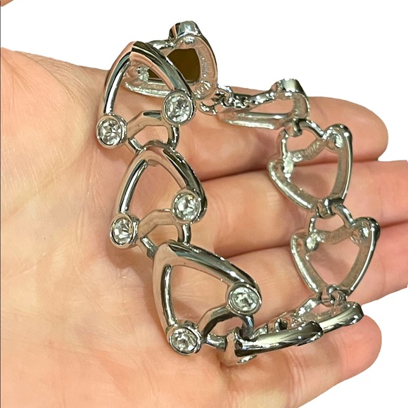 Vintage 1980s Swarovski authentic silver crystal heart bracelet Swan - Picture 15 of 15